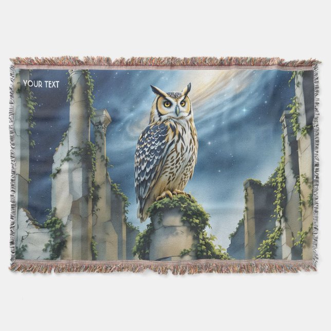 Cobertor Fantasy Cute Owl Old Ruins (Frente)