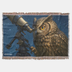 Cobertor Fantasy Cute Owl Telescope Night