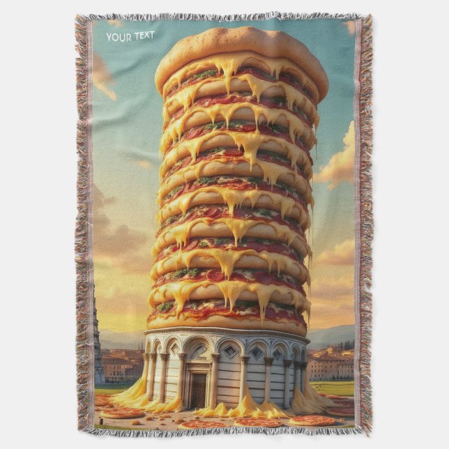 Cobertor Fantasy Cute Pisa Tower Pizza (Frente Vertical)