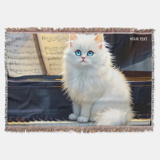 Cobertor Fantasy Cute Ragdoll Cat Em Piano (Frente)