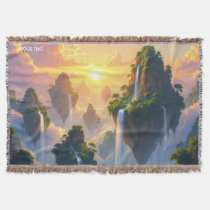 Cobertor Fantasy Cute Sunset Islands Waterfall