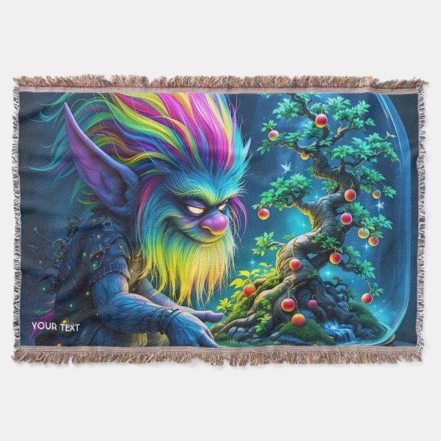 Cobertor Fantasy Cute Troll Bonsai Tree (Frente)