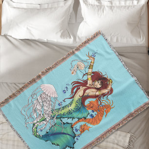 Cobertor Fantasy Mermaid Teal Tail