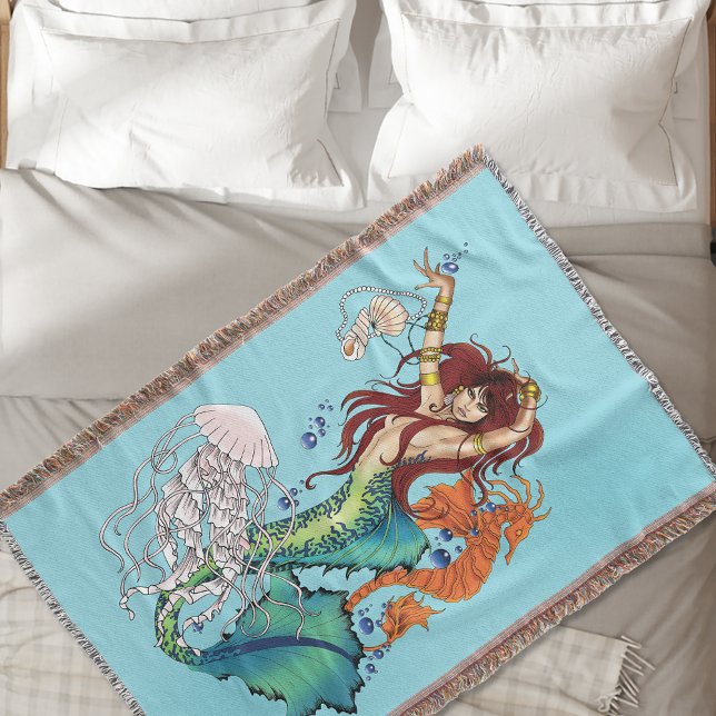 Cobertor Fantasy Mermaid Teal Tail (Criador carregado)