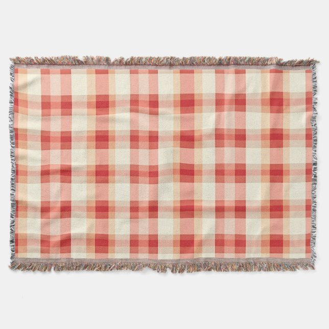 Cobertor Farmhouse Red and White Gingham Check Blanket (Frente)