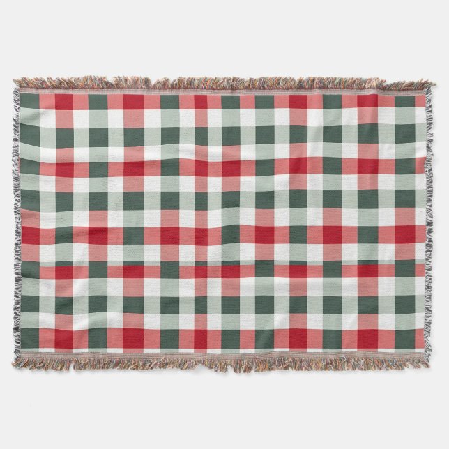 Cobertor Farmhouse Red, White, Gingham Verde Cheio (Frente)
