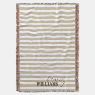 Cobertor Farmhouse Tan Stripes Jogam Banheira