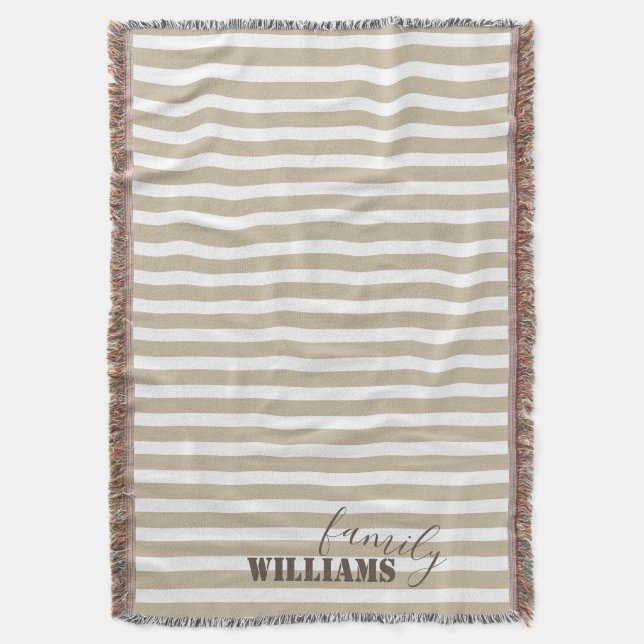 Cobertor Farmhouse Tan Stripes Jogam Banheira (Frente Vertical)