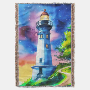 Cobertor Farol sob um céu estrelado