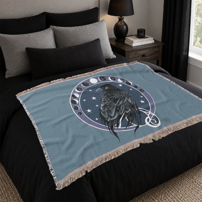 Cobertor Fases da Lua do Corvo Místico Céu Noturno Celestia (Criador carregado)