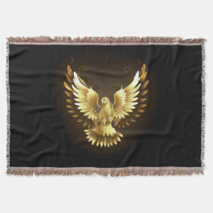 Cobertor Faux Gold Foil Peace Dove em Preto