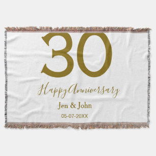 Cobertor Feliz 30 data de aniversário data ouro bold lete