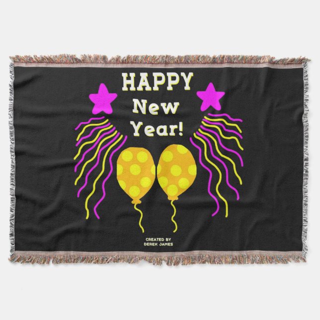 Cobertor Feliz ano novo Deseja Jogar Aberto (Frente)