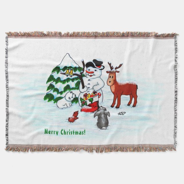 Cobertor Feliz Natal! Neve com Amigos (Frente)