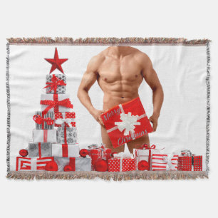 Cobertor Feliz Natal SlipperyJoe presente vermelho branco p