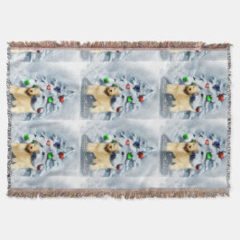 Cobertor Feliz Natal Terrier com Rodas Revestidas