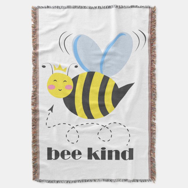 Cobertor Feliz princesa de abelhas com coroa e slogan Bela (Frente Vertical)