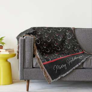 Cobertor Feriados de Feliz da família Winter Snowman Black