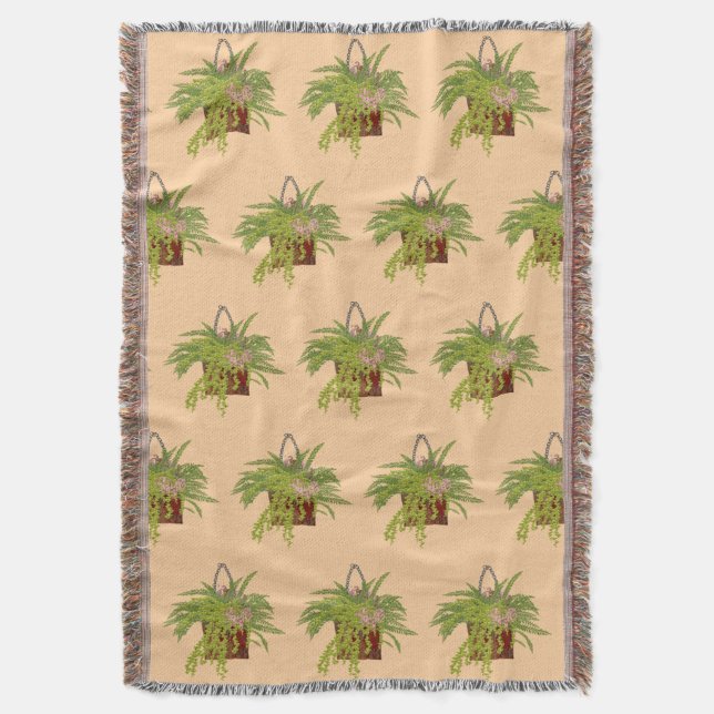 Cobertor Fern Ivy Hanging Plant Botanical Illustration Art (Frente Vertical)