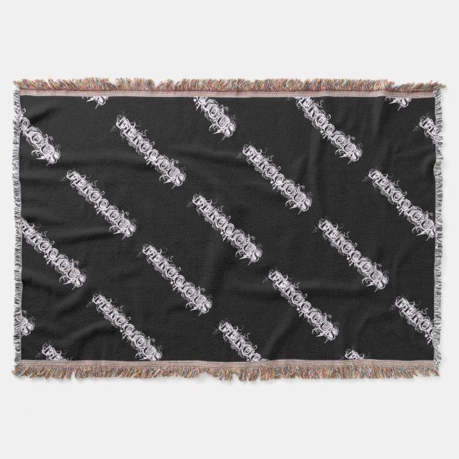 Cobertor Ferocious Estilo Tatuagem – Preto e Branc (Frente)