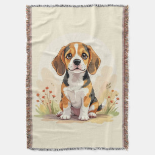 Cobertor Filhote de Beagle Tricolor Preto, Marrom e Branco