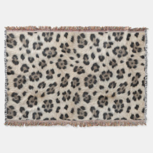 Cobertor Fique Selvagem Leopardo da Neve Olhar de Faux Fur