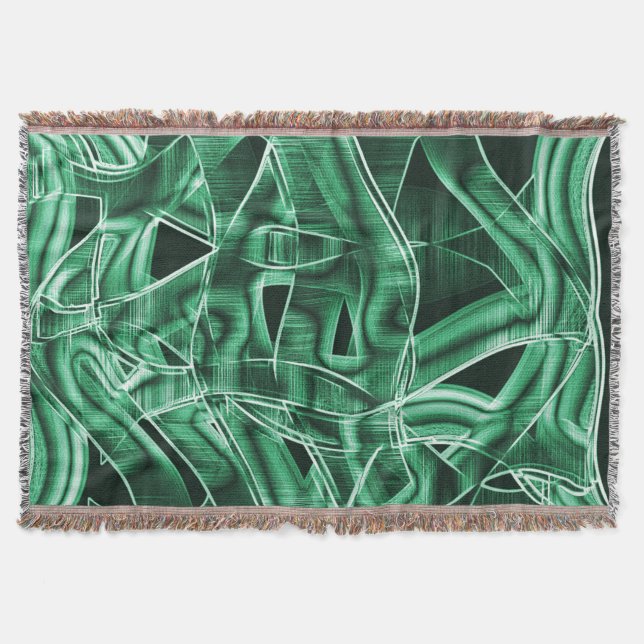 Cobertor Fita de acrílico verde-esquerda, sobreposta cruzad (Frente)