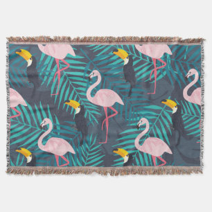 Cobertor Flamingo, tucano: padrão das folhas tropicais