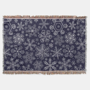 Cobertor Flocos de neve brancos em azul