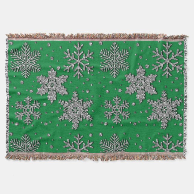 Cobertor Flocos de neve com brilho prateado espumante (Frente)