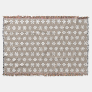 Cobertor Flocos de neve Ikat - Taupe bronzeado e branco