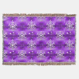 Cobertor Flocos de neve prateados e estrelas brancas Natal 