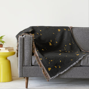 Cobertor Flocos Dourados Pretos