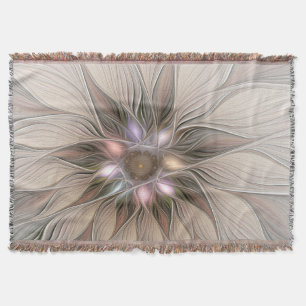 Cobertor Flor Abstracta Feliz Flor Beige Marrom