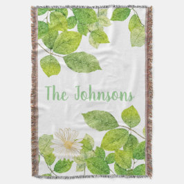 Cobertor Flor Branco e Jardim de Folhas Verde