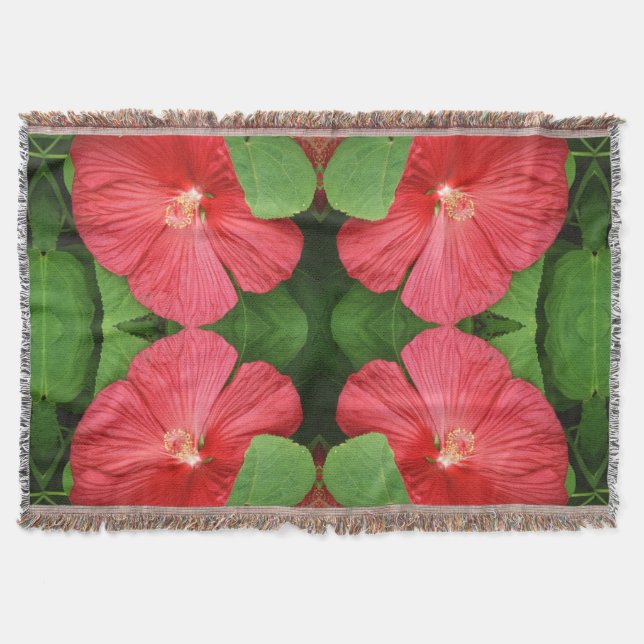 Cobertor Flor Brilhante Magenta Hibiscus Floral (Frente)