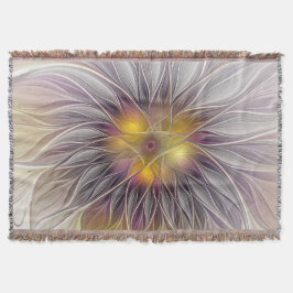 Cobertor Flor Colorida Luminosa, Fractal Moderno Abstrato