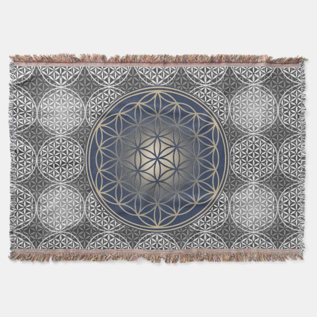 Cobertor Flor da vida - padrão do selo - cinzas (Frente)