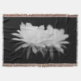 Cobertor Flor de cacto preto e branco