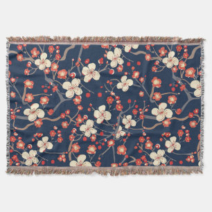 Cobertor Flor de Cerejeira Vermelha Naval Japonesa