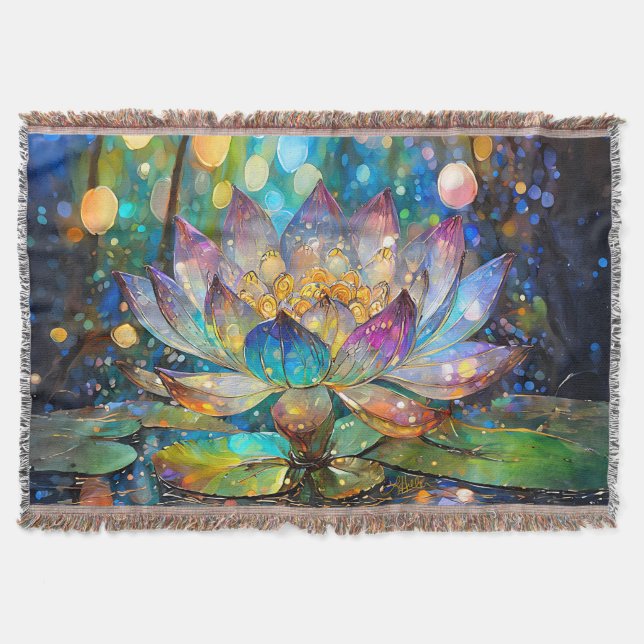 Cobertor Flor de Lótus Iluminada em Flor (Frente)