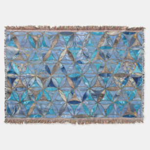 Cobertor Flor do padrão de vida - Gemas azuis e ouro