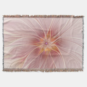 Cobertor Flor moderna do abstrato floral cor-de-rosa macio