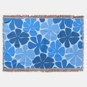 Cobertor Flor Retro Monocromática Azul