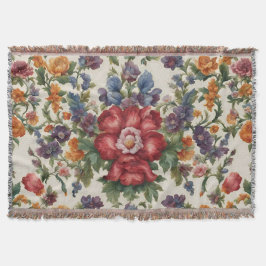 Cobertor Flor Vermelho Refinado Incrível e Flores Delicadas