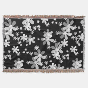 Cobertor floral branco preto