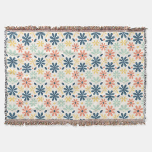 Cobertor Floral Colorido Sem Costura em Azul, Rosa e Amarel