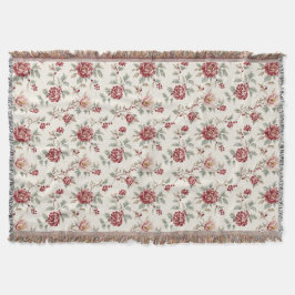 Cobertor Floral Creme Vermelho Chic Bonito