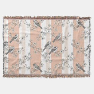 Cobertor Floral de Pássaro Vintage com Listra Toile (4)