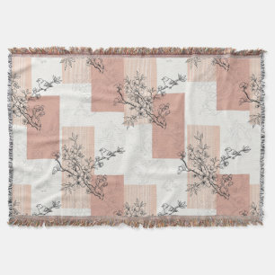 Cobertor Floral de Pássaro Vintage com Listra Toile (6)